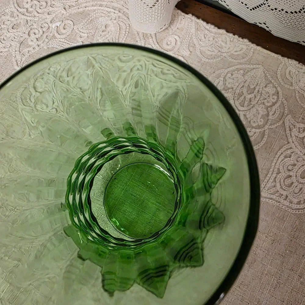 Vintage Green Glass Vase 6.5